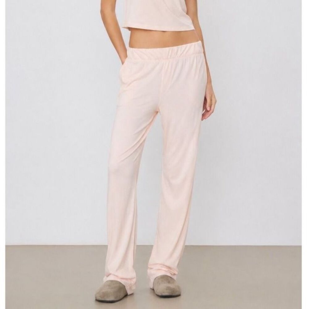 Eterne Lounge Pant Women's XS Dusty Pink Ribbed Pull On Casual‎ Minimalist
